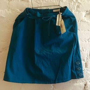 ANTHROPOLOGIE TULLE TURQUOISE SIDE SLIT SKIRT  L